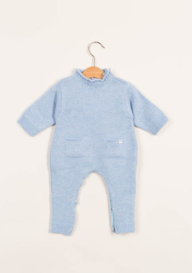 Tutina neonato azzurra in cashmere