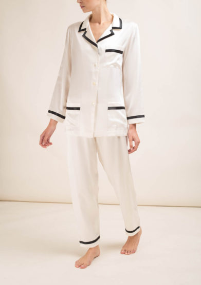 LORETTA CAPONI - Completo pigiama in seta bianca