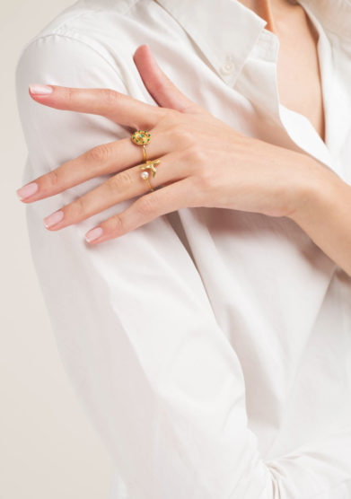 ANSUINI - Anello cicogna in oro con perla naturale
