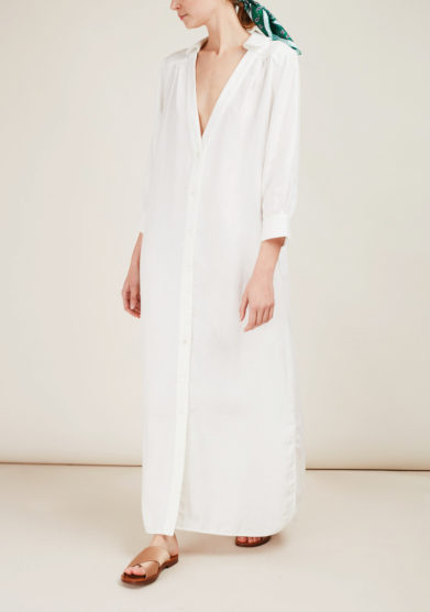 CAFTANII FIRENZE - Celine linen white kaftan dress
