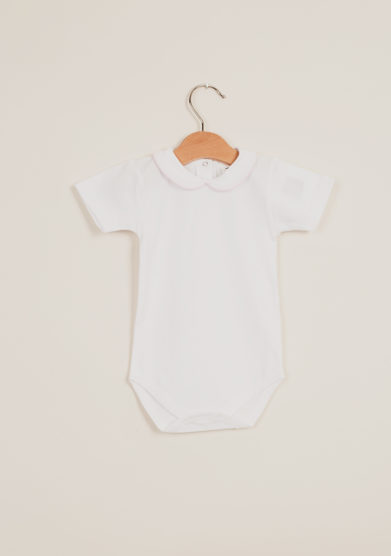 BARONI - Body bebè in cotone con ricamo colletto