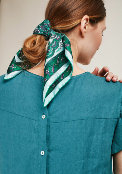 SERA' FINE SILK - Foulard in seta con stampa paisley verde