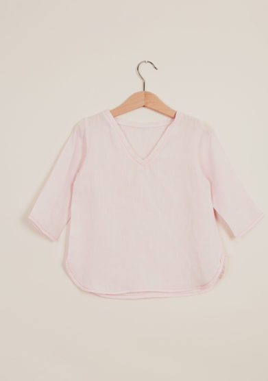 DEPETIT - Girl's pink linen blouse