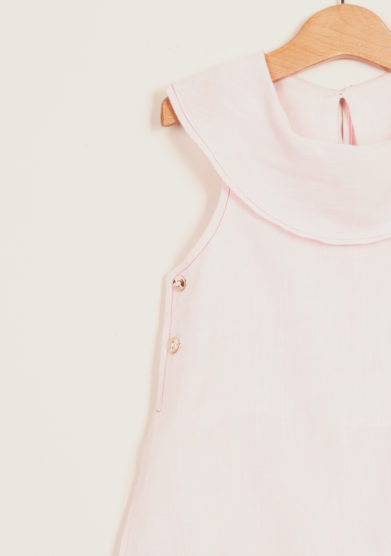 DEPETIT - Pink linen romper with big collar