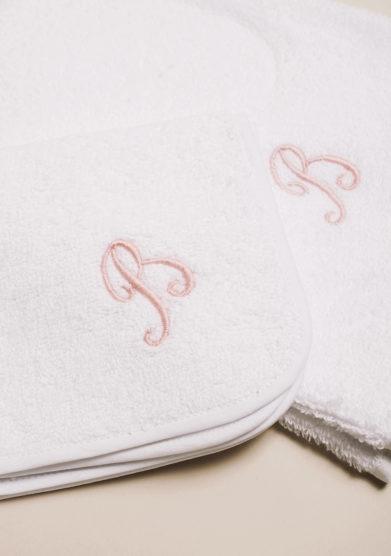BARONI - Pure cotton hand-towel set with letter embroidered