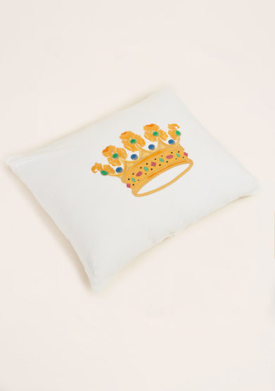 LORETTA CAPONI - Cushion with crown embroidered