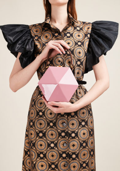 VIRGINIA SEVERINI - Diamante pink wood handbag