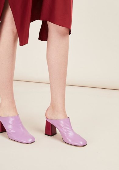 TARCIO - Lilac and cherry leather mules