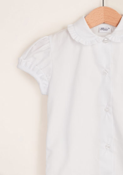 BARONI - Girl's shirt with scalopp-trim collar