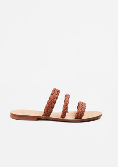 PAOLA FIORENZA - Braided sandals in light brown leather