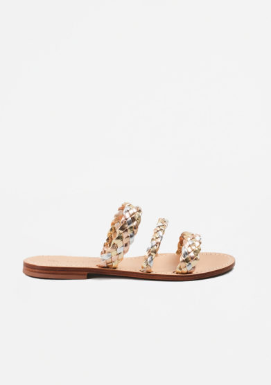 PAOLA FIORENZA - Braided sandals in metallic leather