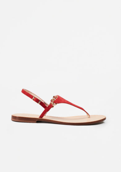 PAOLA FIORENZA - Red suede sandals in triangle shape