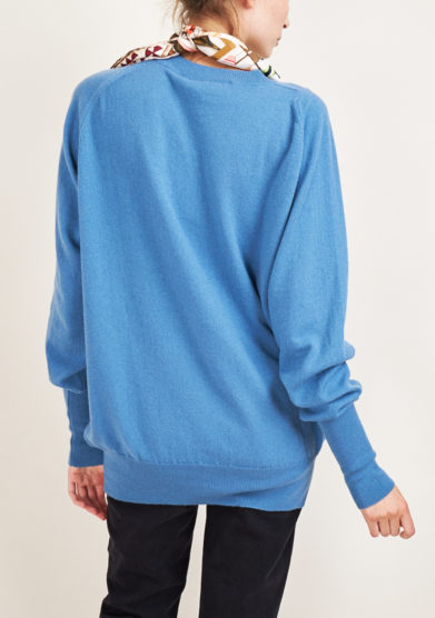 ALYKI - Ultra soft light blu cashmere crewneck sweater