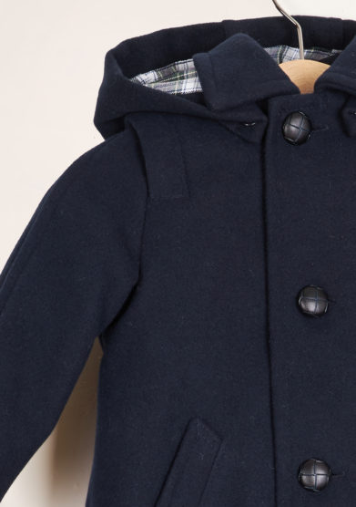 BARONI - Blu loden coat with hood