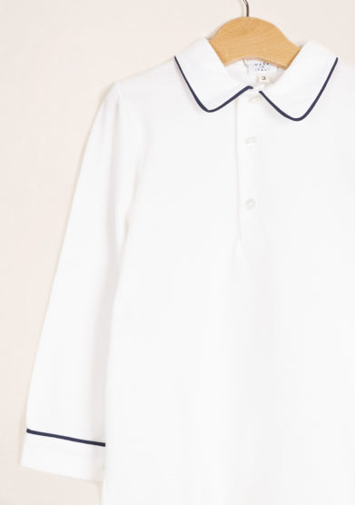 BARONI - Long sleeve polo shirt blue pipings