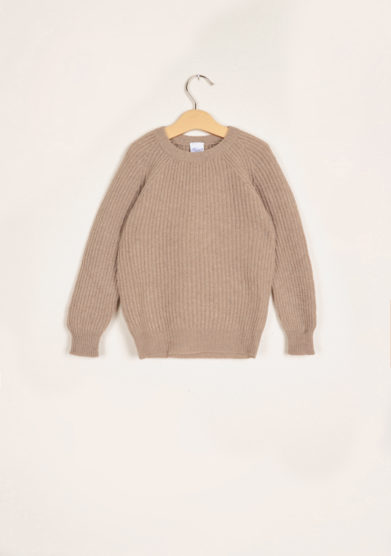 BARONI - Beige round neck cashmere sweater