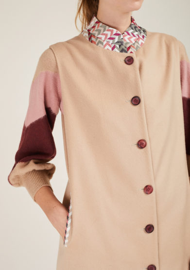 SCILÉ - Camel long cashmere and silk vest