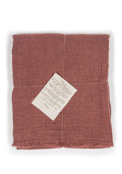 ONCE MILANO - Vintage pink linen tasseled throw