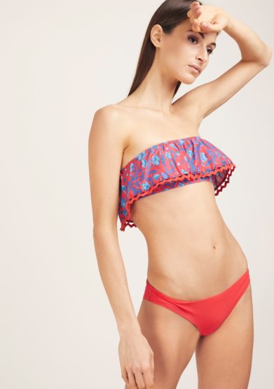 Los trapitos al sol bikini top cotone volant rosso fantasia