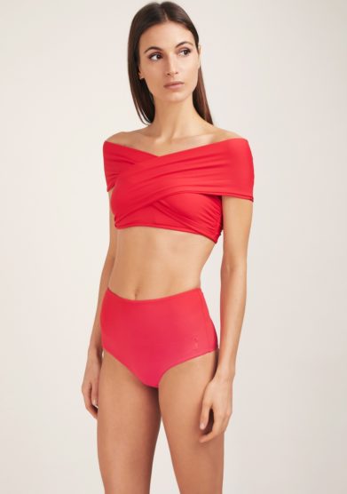 Bikini soloblu rosso con incrocio
