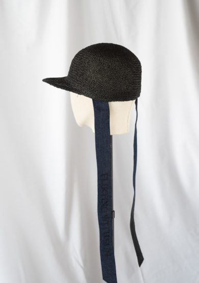 Anperfect cappello baseball in paglia nero con fiocchi