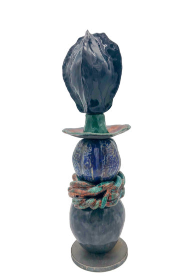 Zanellazine vaso bloomed 34 ceramica supporto ferro blu viola limited edition