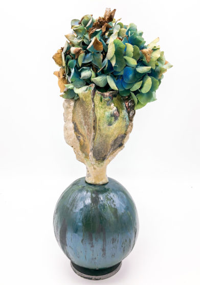 Zanellazine vaso bloomed 25 ceramica supporto ferro celeste limited edition