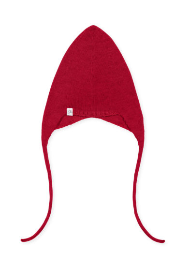 Fagiolino cashmere berretto frichì neonato in cashmere rosso con laccetti