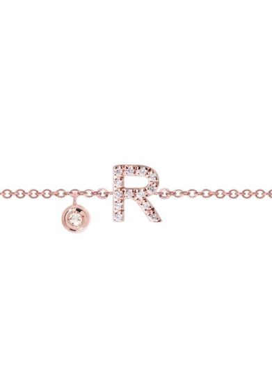 Roberto callegari bracciale lettering rose oro rosa e diamanti
