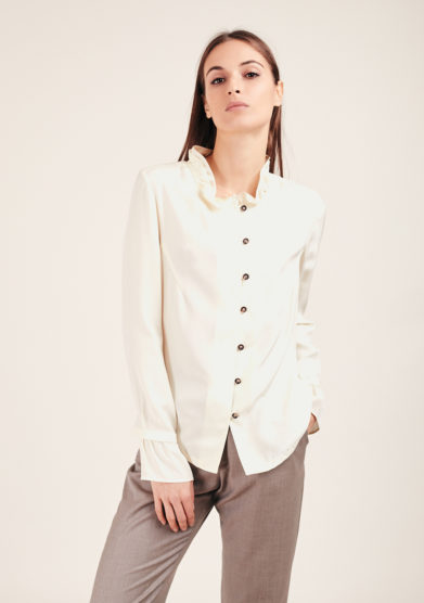 Chiara Bloom camicia Peonia seta bianco sporco