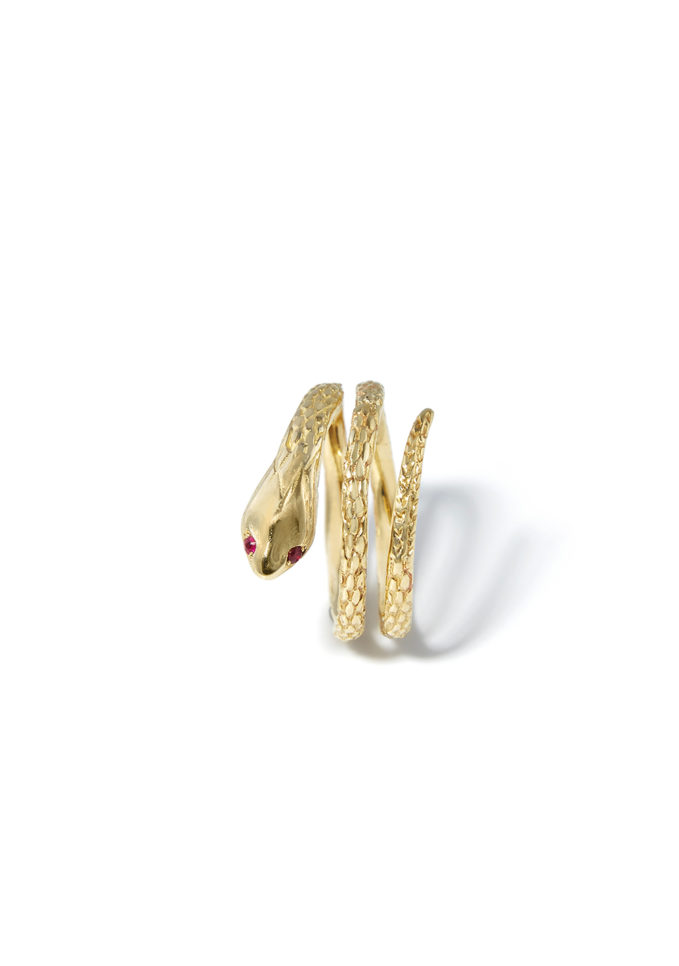 atelier molayem anello serpente bambina in oro giallo 18kt rubino