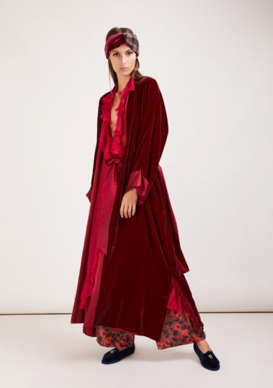 kimono Annagiulia firenze lungo in velluto rosso ciliegia