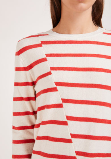 maglia Bold in cashmere bianca a righe rosse