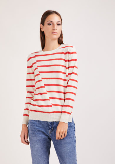 Irreplaceable elisa giordano maglia Bold in cashmere bianca a righe rosse