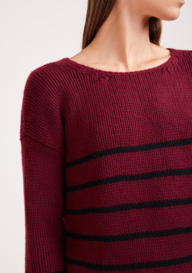 Irreplaceable elisa giordano maglia Freddy bordeaux a righe nere in cashmere