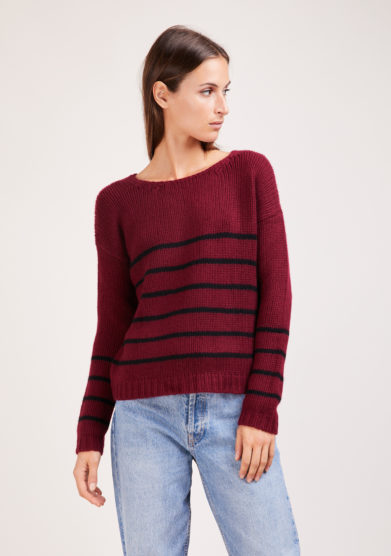 maglia Freddy Irreplaceable elisa giordano in cashmere bordeaux a righe nere