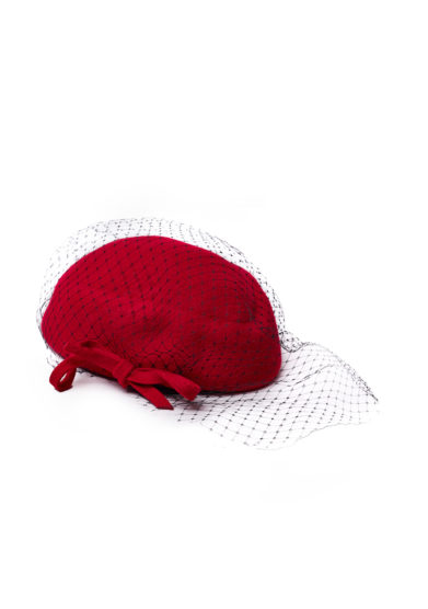 Tabarro san marco cappello rosso Touche in feltro di lana con veletta
