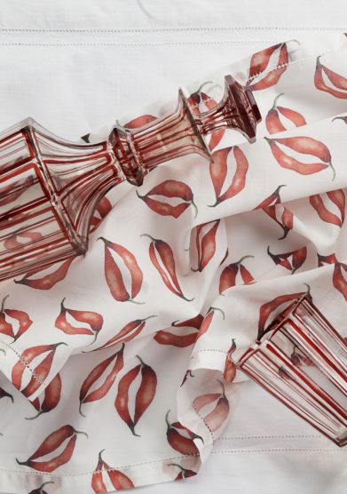 Dalwin design tovaglioli lucky chili lips in organza di cotone
