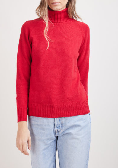Frugone 1885 maglia collo alto integrale cashmere rosso