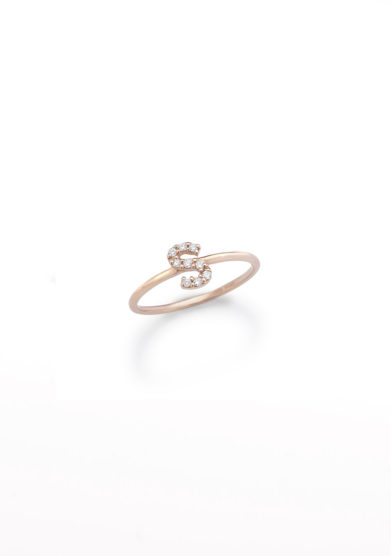 Gold for ever anello con lettera in oro 18k e diamanti