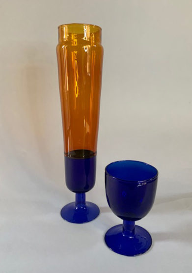 caraffa bicchiere in vetro ambra Balaustri Gupica