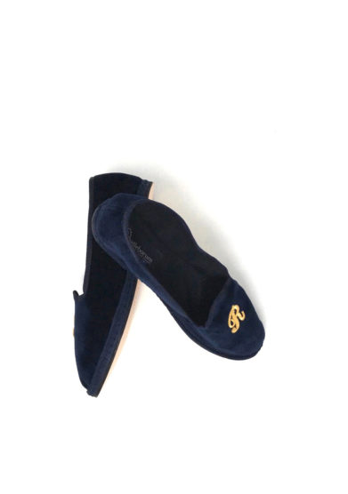 Helleborum Bond Blackout blue velvet slippers