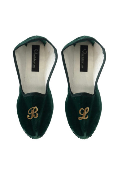 Bond Helleborum bottle green velvet slippers
