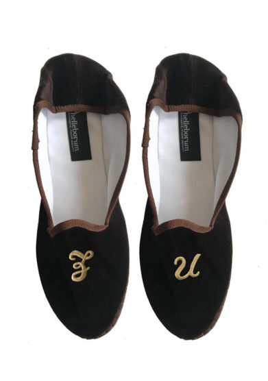 Bond Helleborum cocoa velvet slippers
