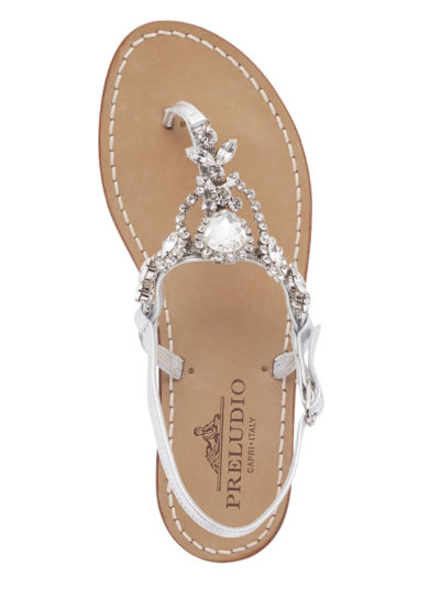 Sandalo infradito Preludio Capri Jewels Ebe in nappa argento e gioiello con pietre crystal